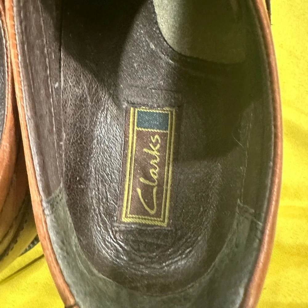 Clarks Active Air Men’s 10M Brown Leather Lace Up Square Toe Dress Casual Shoes